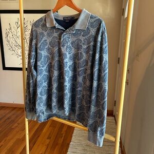 Daniel Cremieux Blue Paisley Long-Sleeve Polo
